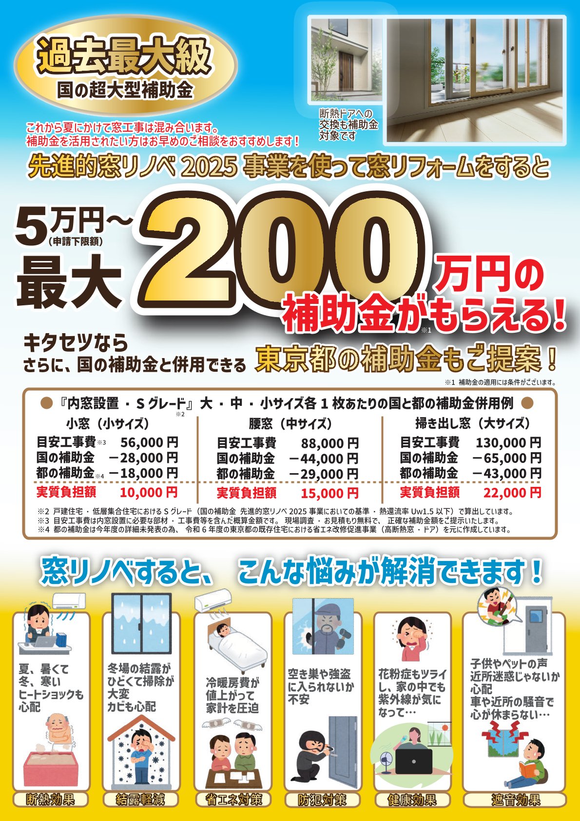 先進的窓リノベ2025事業】窓リフォームで最大200万円の補助金が 